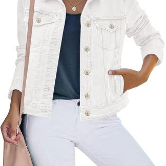 Basic Button Down Stretch Fitted Long Sleeves Denim Jean image 1