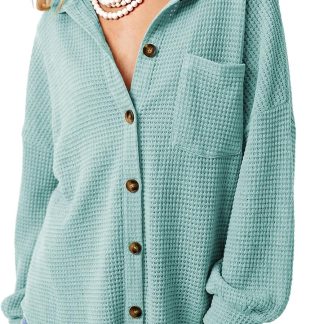 Dokotoo Waffle Knit Shacket Jacket Casual Button Down image 1