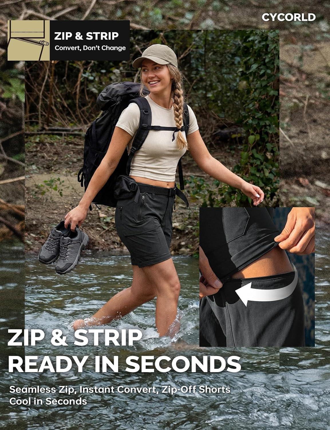 Cycorld Convertible Hiking Pants Lightweight image 3
